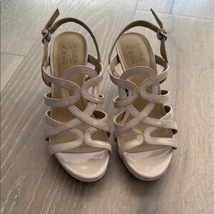 Naturalizer Tan Strappy Heels with Ankle Strap